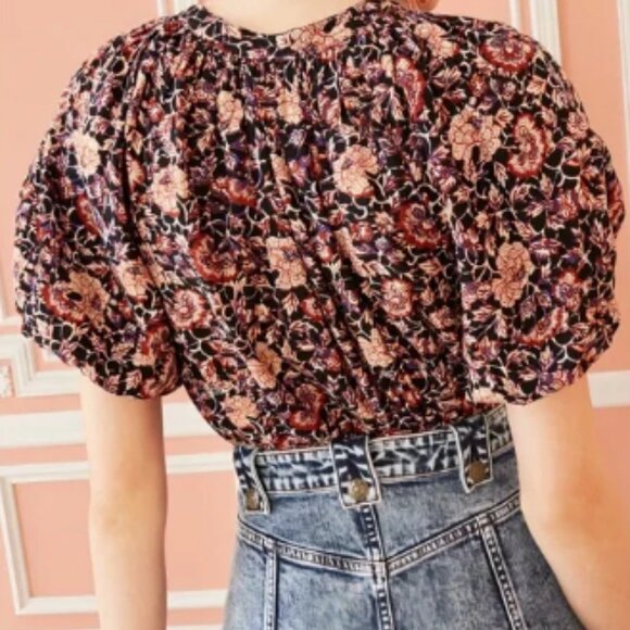 Ulla Johnson Puff-Sleeve Floral Evie Blouse - Picture 3 of 6